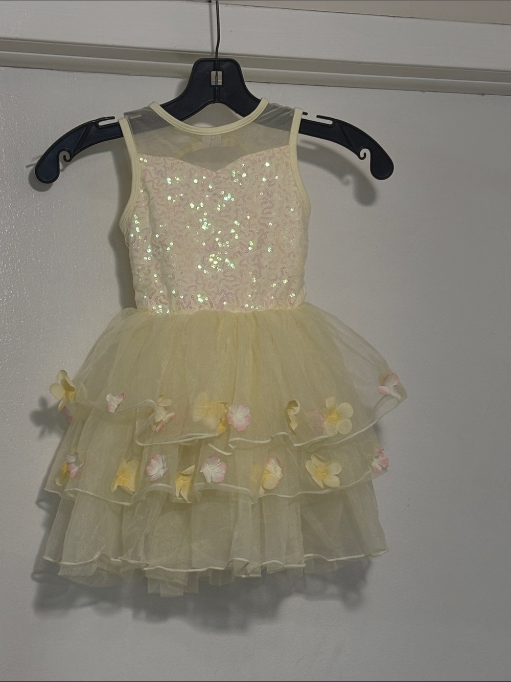 Girls Yellow Tulle Party Dress with Sequin Bodice